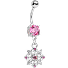 将图片加载到图库查看器，Pink Gem Highland Wildflower Dangle Belly Ring

