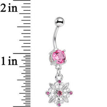 将图片加载到图库查看器，Pink Gem Highland Wildflower Dangle Belly Ring
