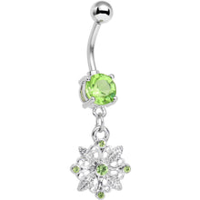 Load image into Gallery viewer, Green Gem Highland Wildflower Dangle Belly Ring
