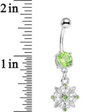 Load image into Gallery viewer, Green Gem Highland Wildflower Dangle Belly Ring
