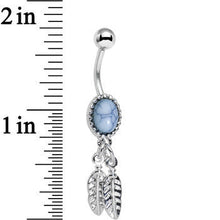 Load image into Gallery viewer, Light Blue Santa Fe Double Feather Dangle Belly Ring
