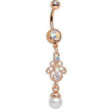 将图片加载到图库查看器，Rose Gold Anodized Cultivated Polar Lights Dangle Belly Ring
