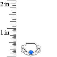 Load image into Gallery viewer, 16G Clear Gem Blue Imitation Opal Rope Accent Septum Clicker
