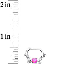 Load image into Gallery viewer, 16G Clear Gem Pink Imitation Opal Simple Septum Clicker
