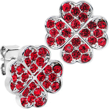 将图片加载到图库查看器，Stainless Steel Post Red Four Leaf Clover Heart Stud Earrings
