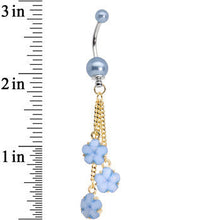 Load image into Gallery viewer, Golden Chain Pearly Blue Floral Dangle Belly Ring
