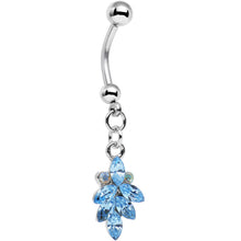 Load image into Gallery viewer, Aqua and Aurora Gem Geometric Octadic Dangle Belly Ring
