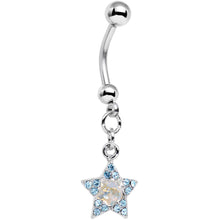 将图片加载到图库查看器，Aqua Gem Supernova Star Dangle Belly Ring
