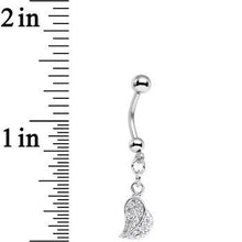 Load image into Gallery viewer, Half of My Heart Clear Gem Encrusted Dangle Belly Ring
