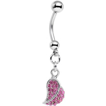 Load image into Gallery viewer, Half of My Heart Rose Flower Gem Encrusted Dangle Belly Ring
