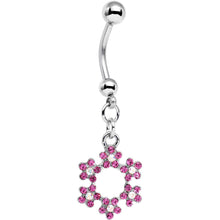 将图片加载到图库查看器，Pink and Aurora Decorated Snowflake Dangle Belly Ring
