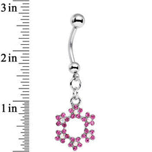 将图片加载到图库查看器，Pink and Aurora Decorated Snowflake Dangle Belly Ring
