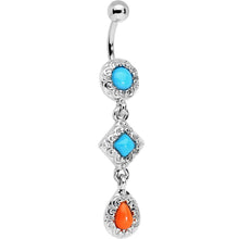 将图片加载到图库查看器，Blue Orange Czech Stone  Diamond Teardrop Dangle Belly Ring
