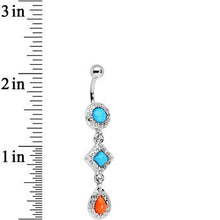 将图片加载到图库查看器，Blue Orange Czech Stone  Diamond Teardrop Dangle Belly Ring
