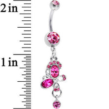 将图片加载到图库查看器，Hot Pink Gem Intertwining Bow Dangle Belly Ring
