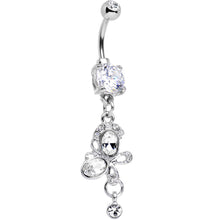 Load image into Gallery viewer, Crystal Clear Gem Intertwining Bow Dangle Belly Ring
