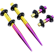 Load image into Gallery viewer, 8G Yellow and Purple Titanium IP Steel Taper Plug Set
