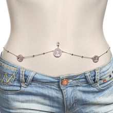 将图片加载到图库查看器，38 Pink Accent Tree of Life Charm Dangle Belly Chain
