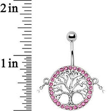 将图片加载到图库查看器，38 Pink Accent Tree of Life Charm Dangle Belly Chain
