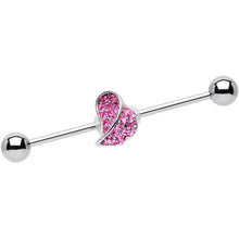 Load image into Gallery viewer, Pink Gem Stainless Steel Change of Heart Industrial Barbell 36mm
