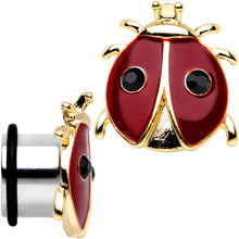 Load image into Gallery viewer, 9/16 Red and Black Ladybug Stainless Steel Single Flare Plug Set
