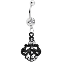 Load image into Gallery viewer, Clear Czech Stone Black Baroque Empress Dangle Belly Ring

