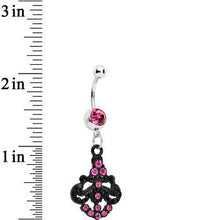 Load image into Gallery viewer, Pink Czech Stone Black Baroque Empress Dangle Belly Ring
