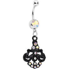 将图片加载到图库查看器，Aurora Czech Stone Black Baroque Empress Dangle Belly Ring
