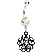 Load image into Gallery viewer, Aurora Czech Stone Black Quinate Romance Dangle Belly Ring
