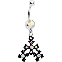 将图片加载到图库查看器，Aurora Czech Stone Black Snow Flurry Dangle Belly Ring
