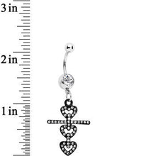 Load image into Gallery viewer, Clear Czech Stone Black Snowman of Love Dangle Belly Ring
