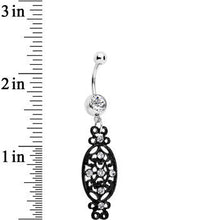 将图片加载到图库查看器，Clear Czech Stone Black Victorian Design Dangle Belly Ring
