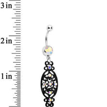 将图片加载到图库查看器，Aurora Czech Stone Black Victorian Design Dangle Belly Ring
