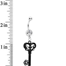 将图片加载到图库查看器，Clear Czech Stone Black Victorian Antique Key Dangle Belly Ring

