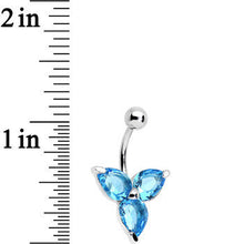Load image into Gallery viewer, Aqua Czech Stone Crystalline Trio Belly Ring
