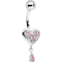 将图片加载到图库查看器，Pink Gem Sterling Silver Tender Heart Belly Ring
