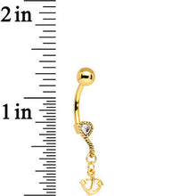 将图片加载到图库查看器，Gold Plated 925 Silver Anchor My Heart Clear Dangle Belly Ring
