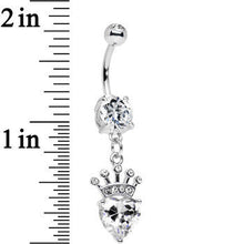 将图片加载到图库查看器，Clear Gem Claddagh Inspired Heart and Crown Dangle Belly Ring
