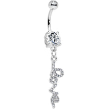 将图片加载到图库查看器，Clear Gem Studded Love Cursive Text Dangle Belly Ring
