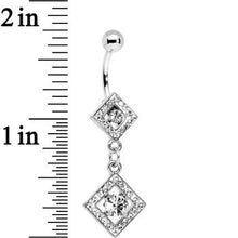 Load image into Gallery viewer, Clear Gem I'm a Square and I Don't Care Bottom Mount Dangle Belly Ring

