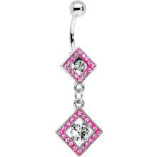 将图片加载到图库查看器，Pink Gem I'm a Square and I Don't Care Bottom Mount Dangle Belly Ring
