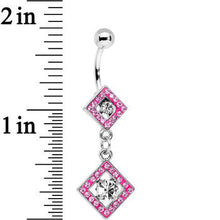 将图片加载到图库查看器，Pink Gem I'm a Square and I Don't Care Bottom Mount Dangle Belly Ring
