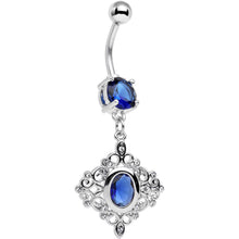 将图片加载到图库查看器，Blue CZ Gem Elegant Beauty Diamond Dangle Belly Ring
