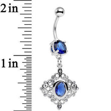 将图片加载到图库查看器，Blue CZ Gem Elegant Beauty Diamond Dangle Belly Ring

