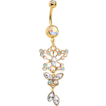 将图片加载到图库查看器，Aurora Gem Gold Anodized Butterfly Blast Dangle Belly Ring
