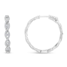 Load image into Gallery viewer, 10K White Gold Diamond Hoop Earrings (1 1/2 cttw, H-I Color, I1-I2 Clarity)
