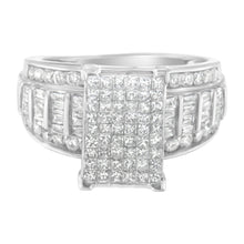 Load image into Gallery viewer, 14K White Gold 2.0 Cttw Mixed-Cut Diamond Rectangle Invisible-Set Composite Cluster Ring with Bar- and Channel-Set Band (H-I Color, SI2-I1 Clarity) - Size 5
