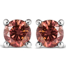 Load image into Gallery viewer, 14K White Gold 1/2 Cttw Round Brilliant Cut Lab Grown Pink Diamond 4-Prong Classic Solitaire Earrings (Pink Color, VVS2-VS1 Clarity)

