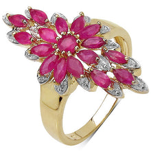 将图片加载到图库查看器，14K Yellow Gold Plated 2.04 Carat Genuine Ruby .925 Sterling Silver Ring

