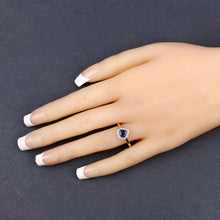 将图片加载到图库查看器，0.73 Carat Genuine Blue Sapphire and White Diamond 14K Yellow Gold Ring
